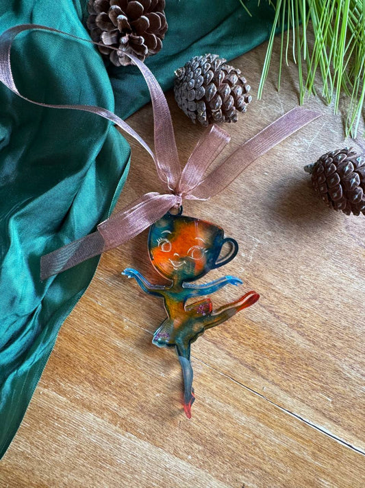 “Ballerino Cappuccino” - Decorazione Natalizia in Resina Artigianale
